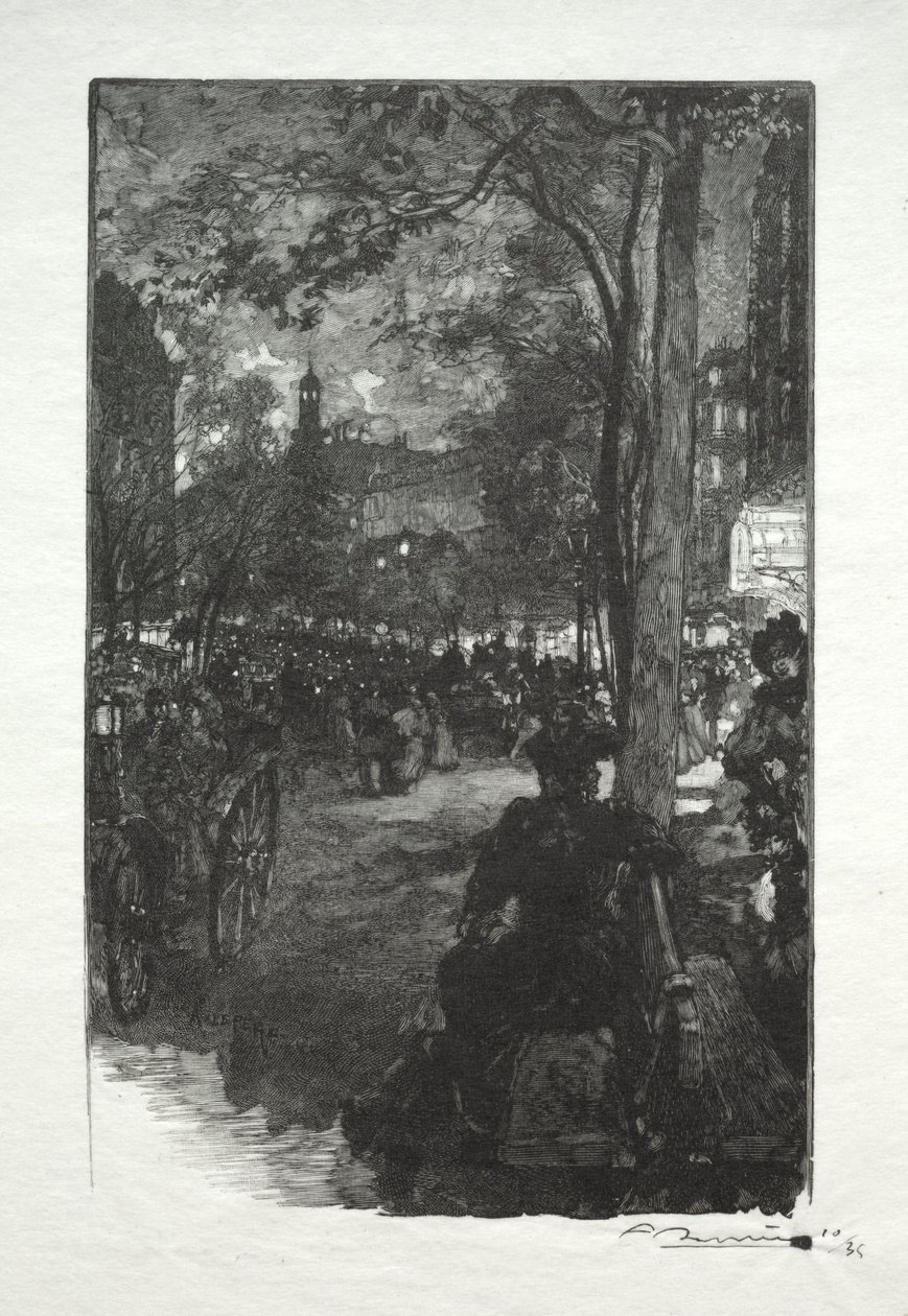 Boulevard Montmartre, à noite. de Auguste Louis Lepère
