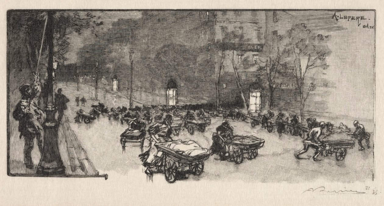Boulevard, na esquina de Fauborg Montmartre, 1890. de Auguste Louis Lepère