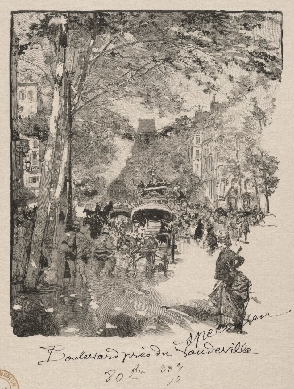 O Boulevard perto de Vaudeville de Auguste Louis Lepère