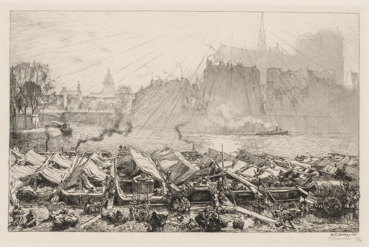 O Grande Mercado da Maçã, 1917. de Auguste Louis Lepère