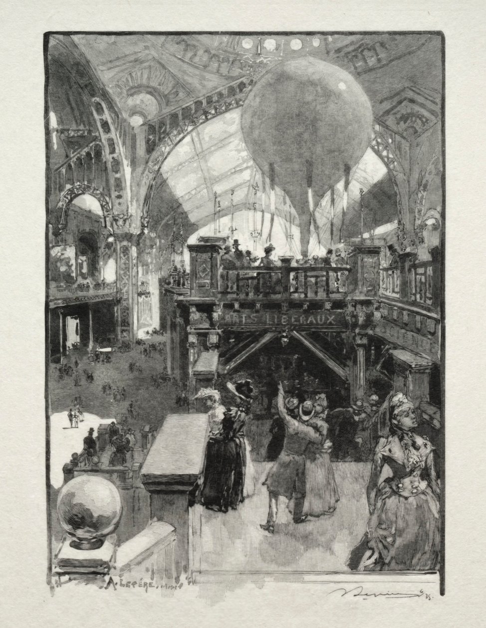 O Palácio das Artes Liberais, Interior. de Auguste Louis Lepère