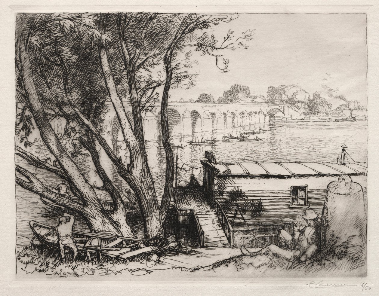 Pont de Poissy, 1917. de Auguste Louis Lepère