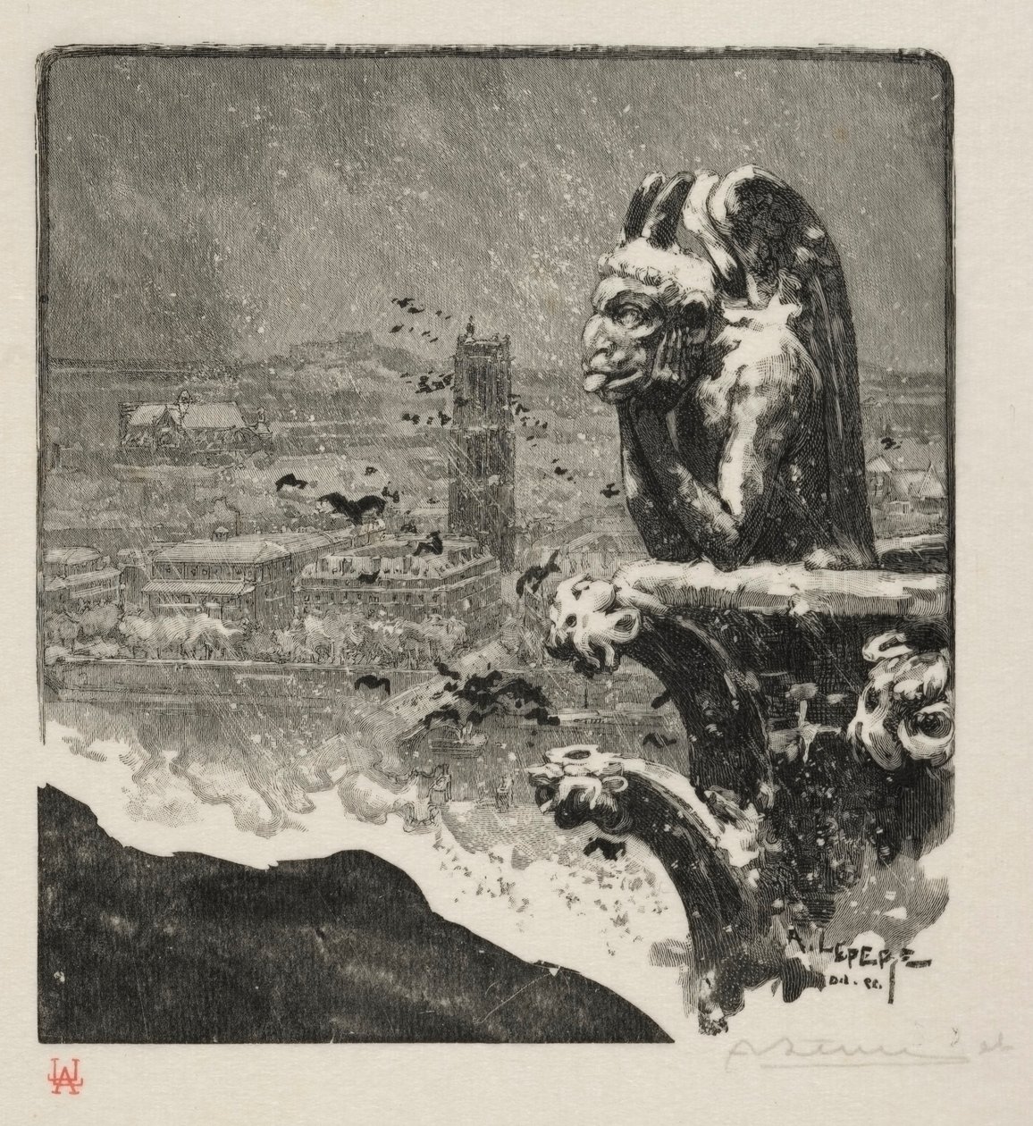 O Stryge de Notre Dame, 1890. de Auguste Louis Lepère