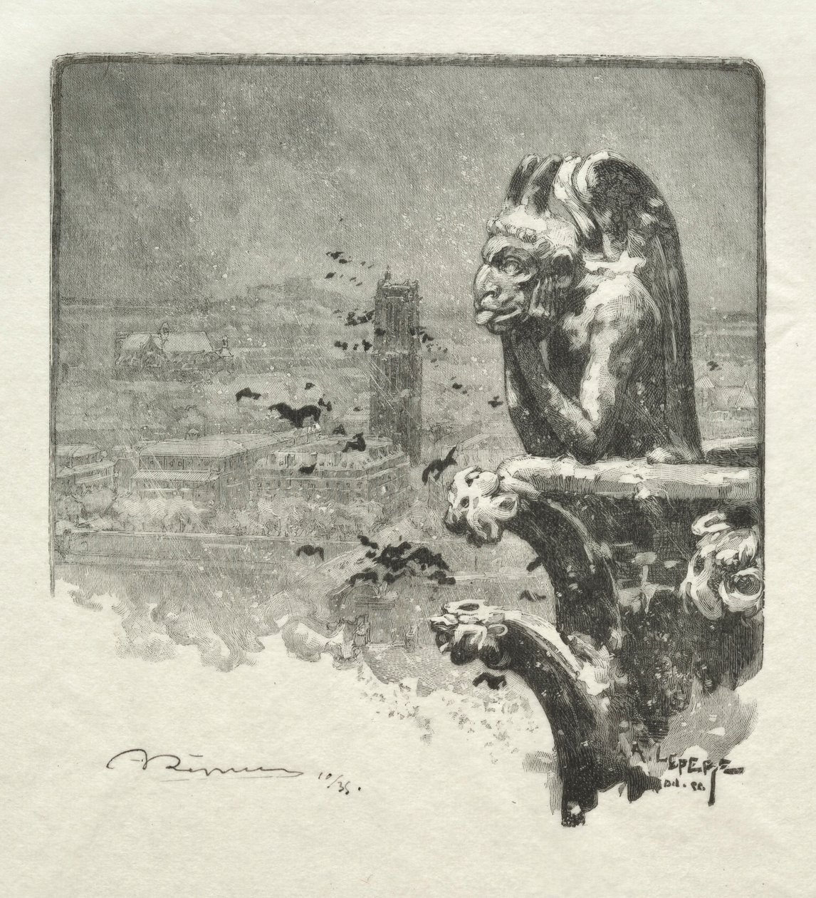 O Stryge de Notre Dame, 1890. de Auguste Louis Lepère