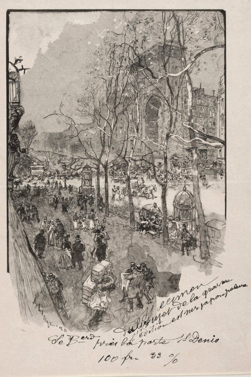 Os Boulevards, perto de Porte St. Denis de Auguste Louis Lepère