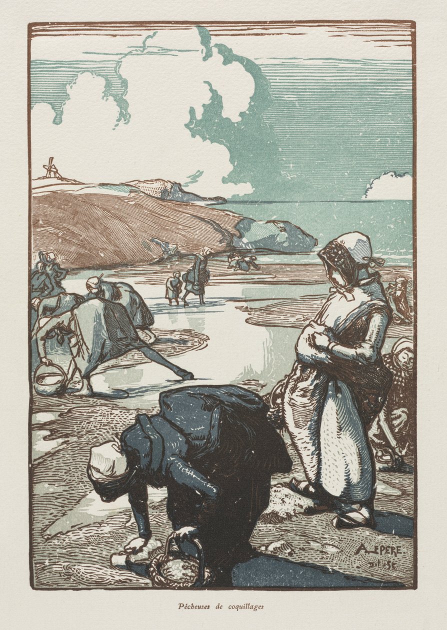 Os Pêcheuses de Pignons, Saint-Jean-de-Mont, 1903. de Auguste Louis Lepère