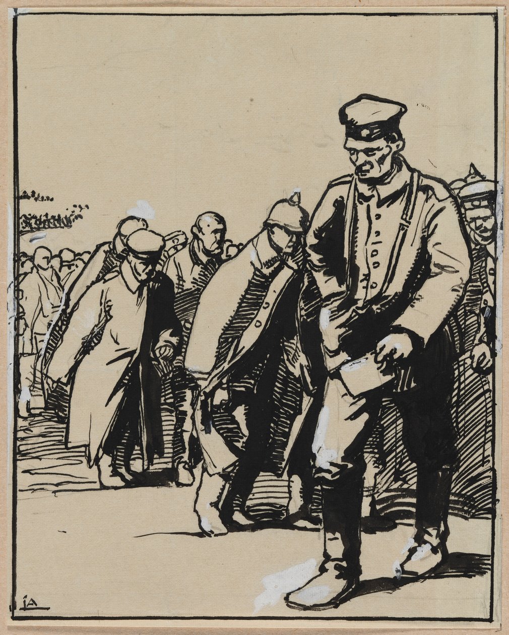 Marcha de um grupo de prisioneiros alemães de Auguste Louis Lepère