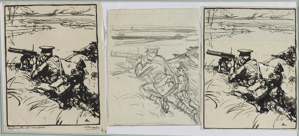 Artilheiros ingleses, 1914. de Auguste Louis Lepère