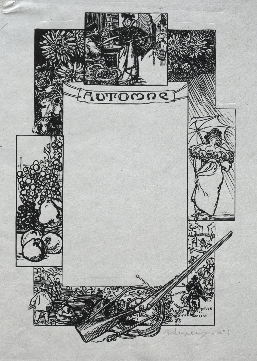 Almanaque de Paris, 1897: Fronteira decorativa, outono, 1897. de Auguste Louis Lepère