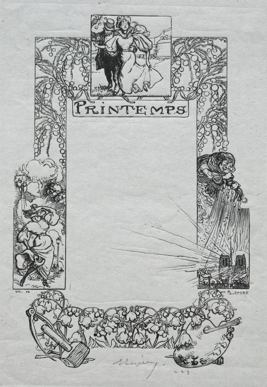 Almanaque de Paris, 1897: Fronteira decorativa, primavera, 1897. de Auguste Louis Lepère