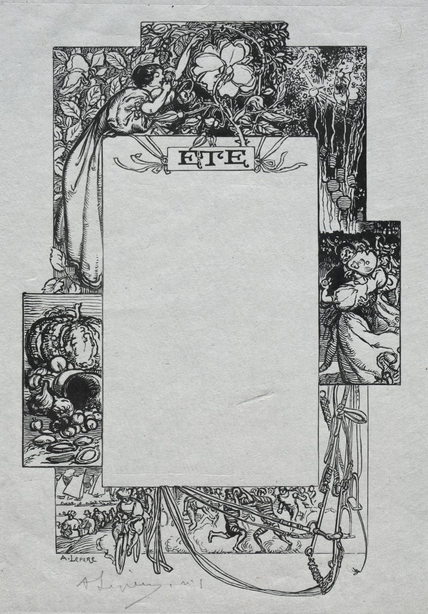 Almanaque de Paris, 1897: Fronteira Decorativa, Verão de Auguste Louis Lepère