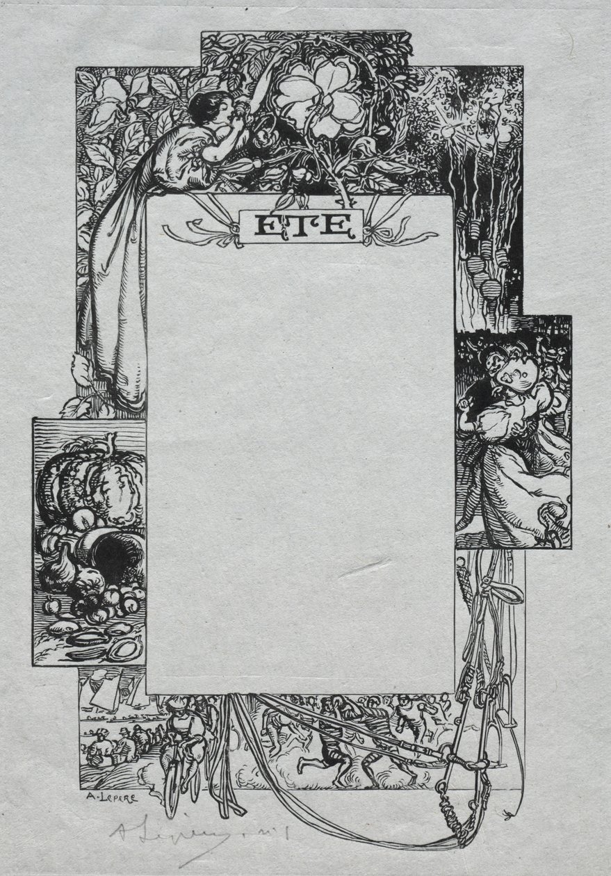 Almanaque de Paris, 1897: Fronteira decorativa, verão, 1897. de Auguste Louis Lepère