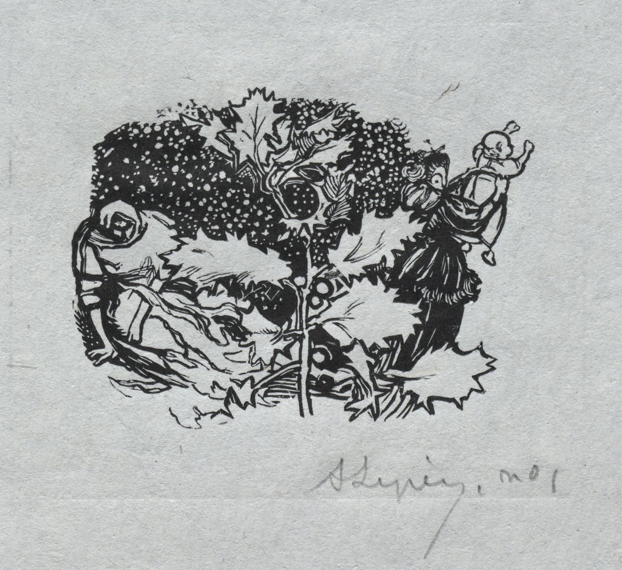 Paris Almanac, 1897: Tail-piece, Inverno de Auguste Louis Lepère