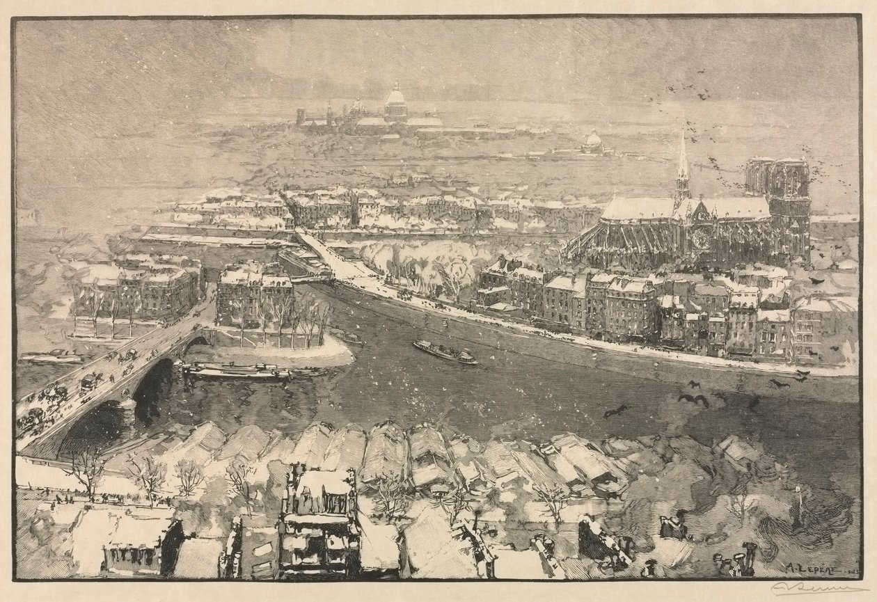 Paris sob a neve, 1890. de Auguste Louis Lepère
