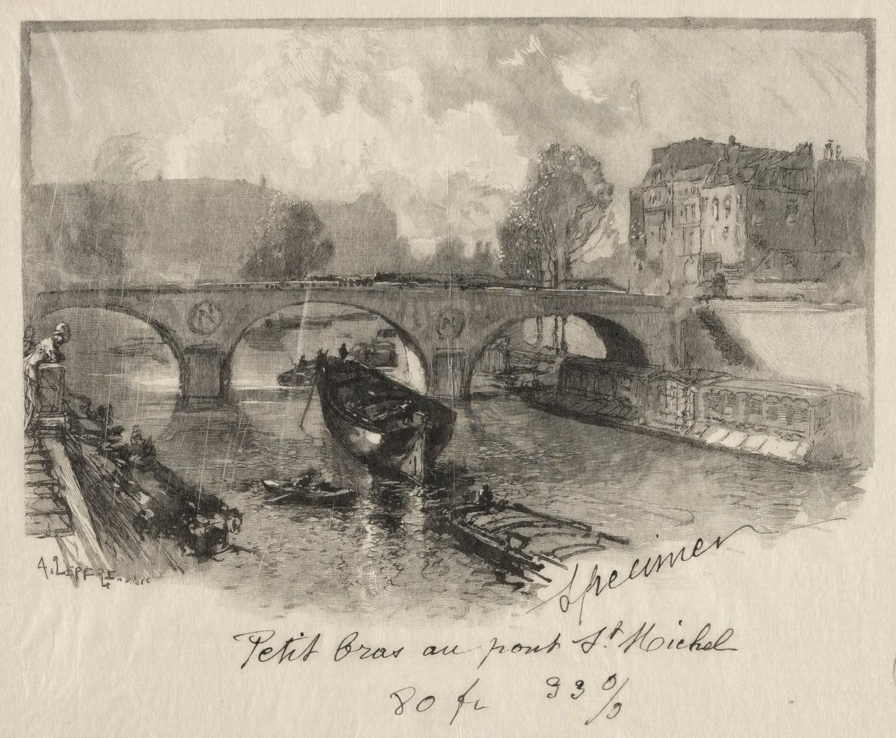 Braço pequeno na Pont St. Michel de Auguste Louis Lepère