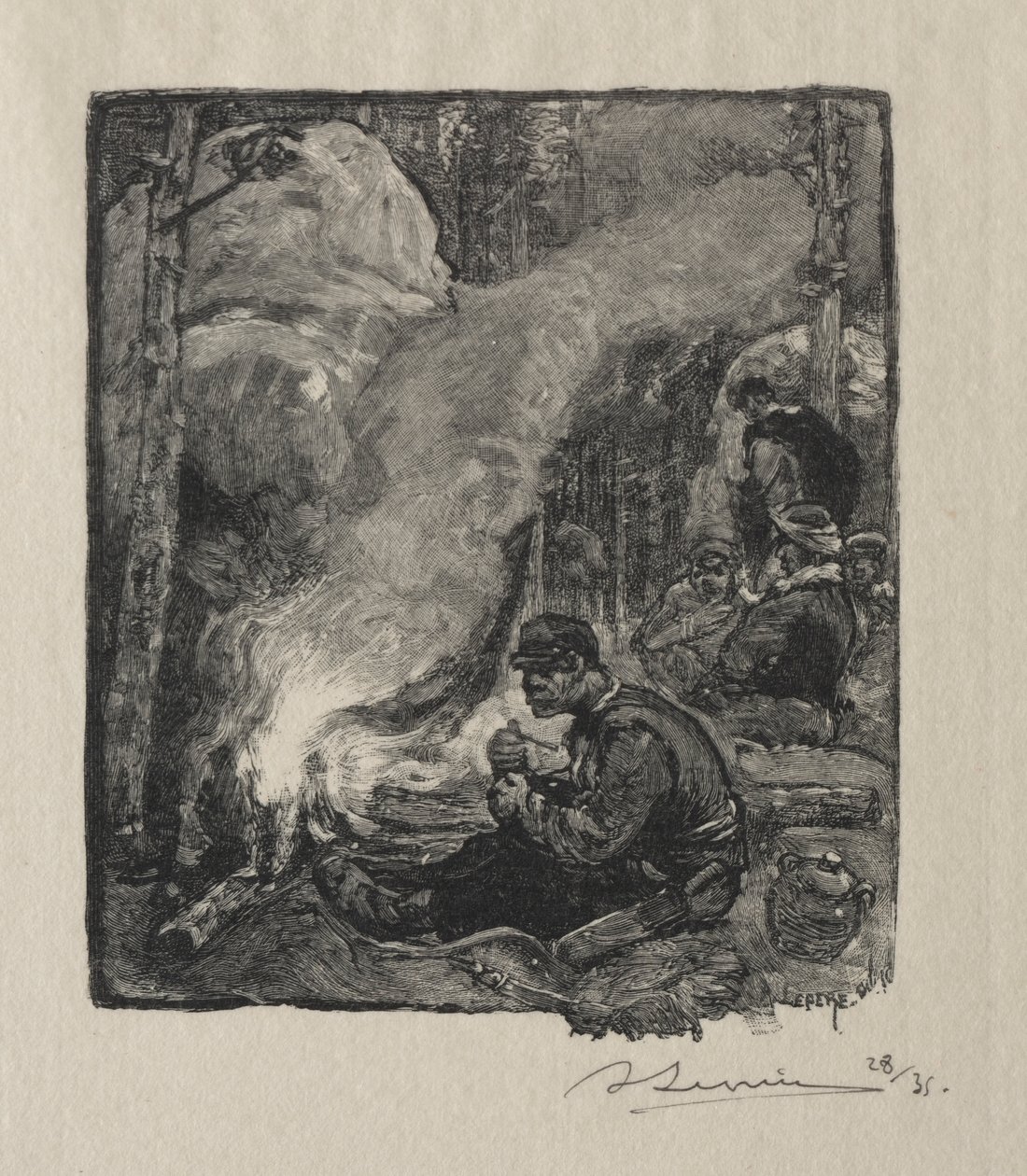Refeição dos lenhadores, 1887. de Auguste Louis Lepère