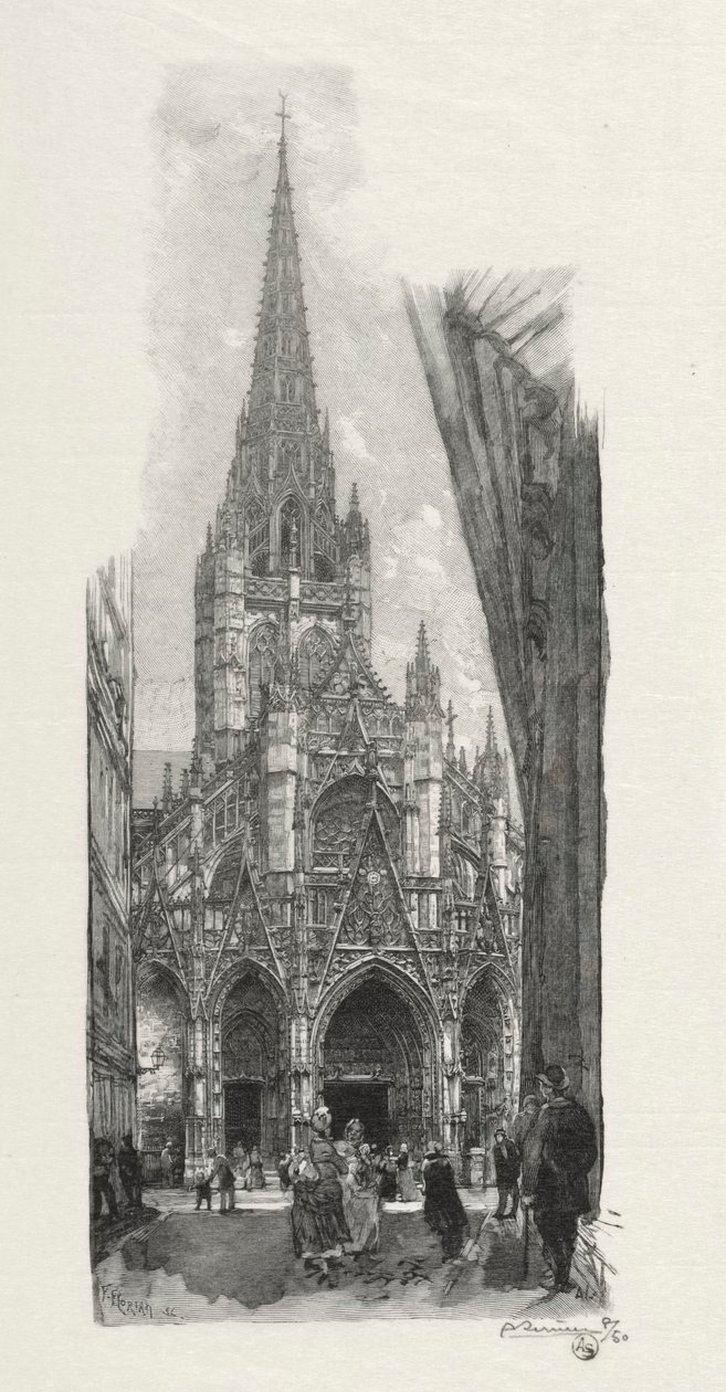 Rouen Ilustrado: Saint Maclon Church, 1896. de Auguste Louis Lepère