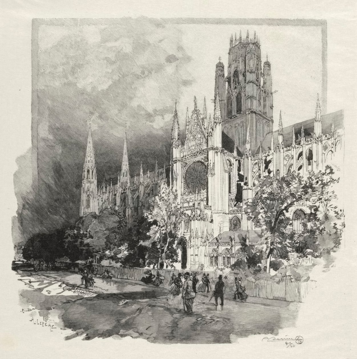 Rouen Ilustrado: Eglise Saint Ouen, 1896. de Auguste Louis Lepère