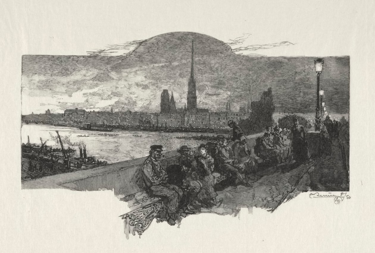 Rouen ilustrado: A ponte de pedras de Auguste Louis Lepère