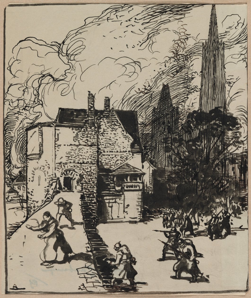 Cerco aos Maubeuges, 1914. de Auguste Louis Lepère