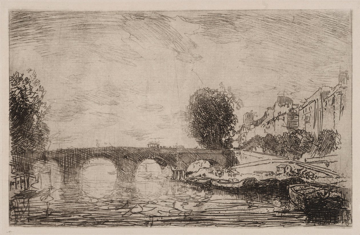 Pôr do sol em Pont Marie, 1890. de Auguste Louis Lepère