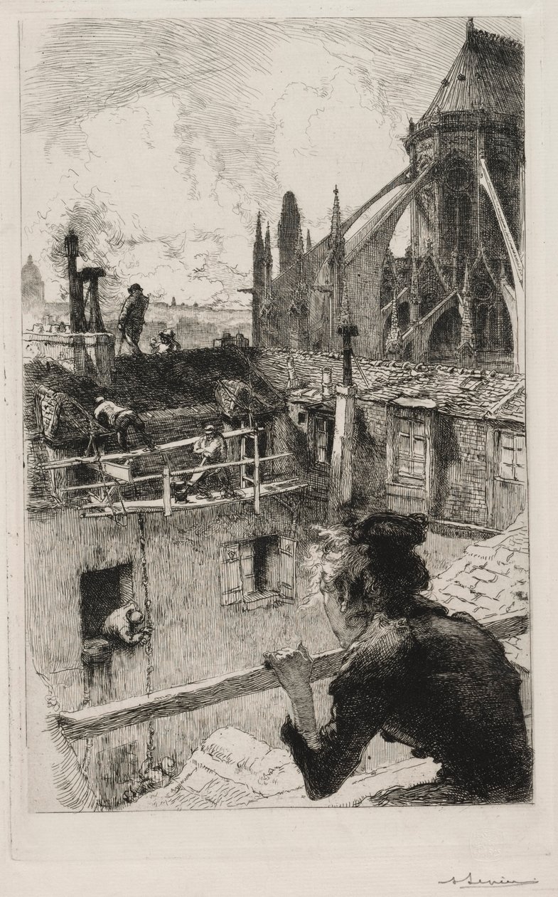 Nos telhados perto de Notre Dame de Auguste Louis Lepère