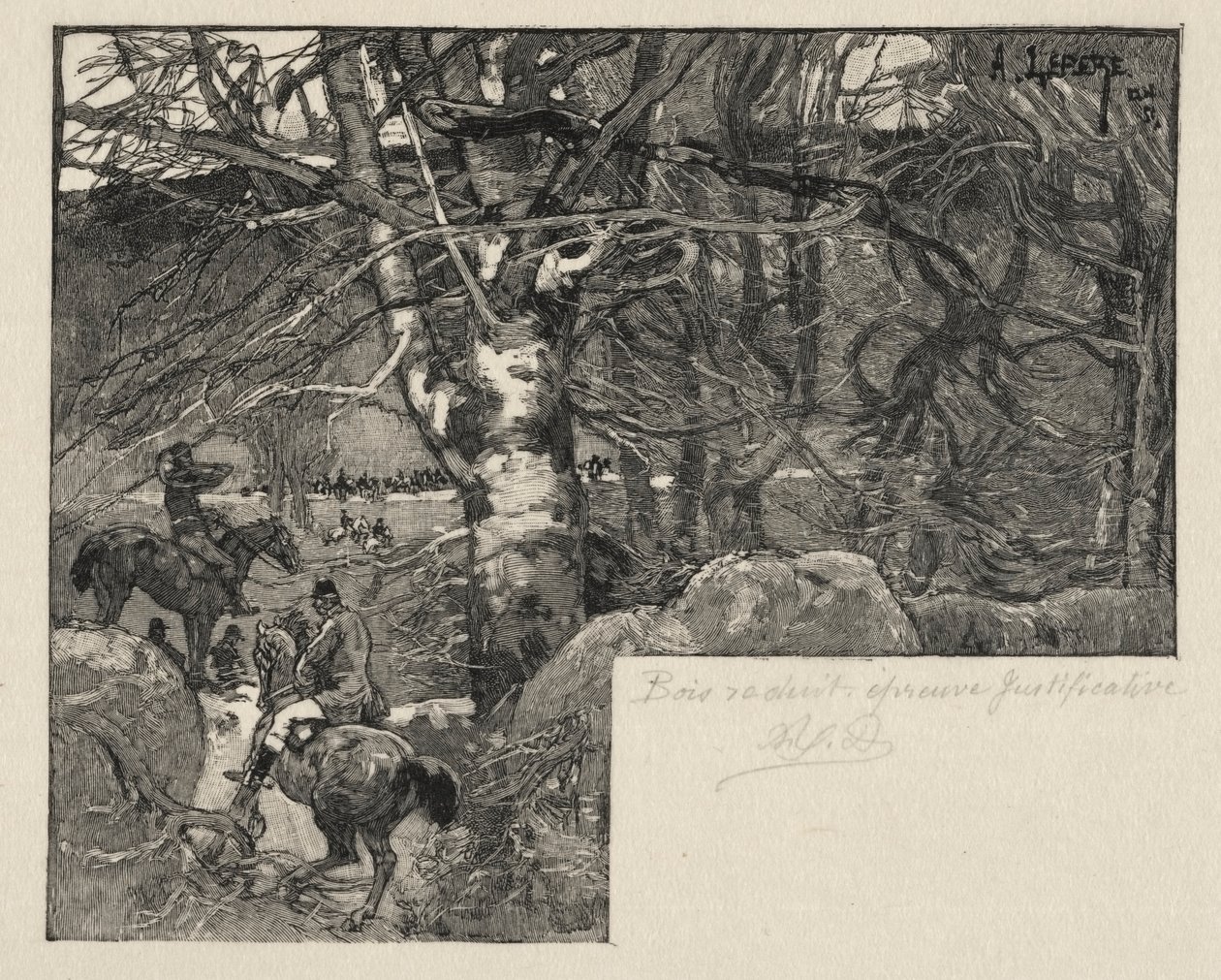 Uma caçada em Mont Gérard de Auguste Louis Lepère