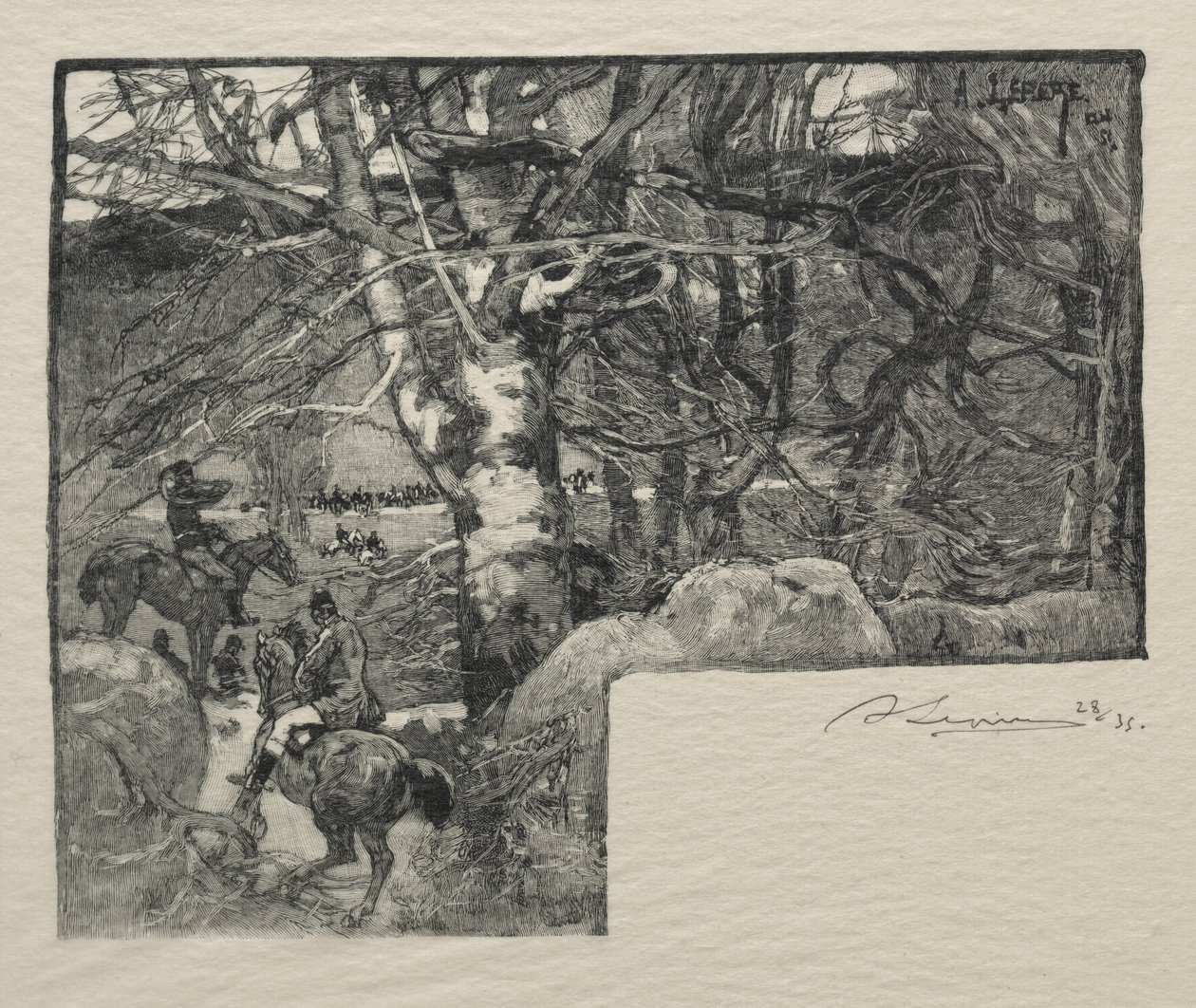 Uma caça ao cão em Mont Gerard de Auguste Louis Lepère