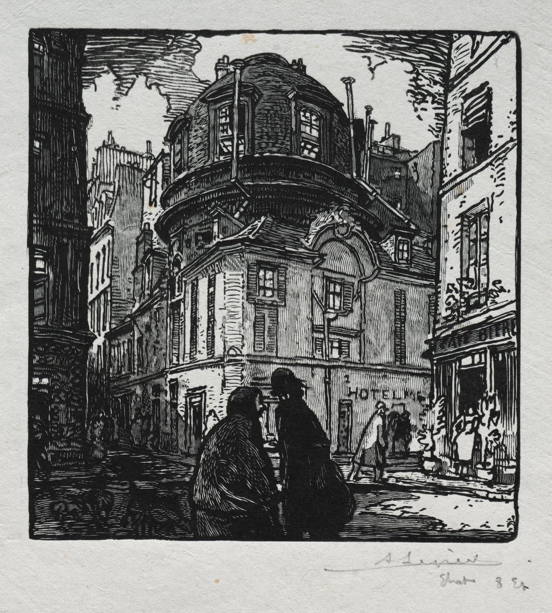 Vista do hotel Colbert. de Auguste Louis Lepère