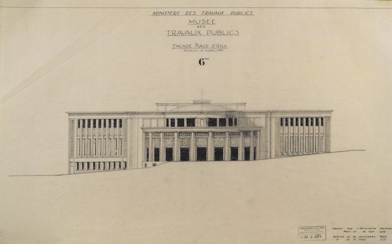 Projeto para o Museu dos Trabalhos Públicos, Fachada, Place d