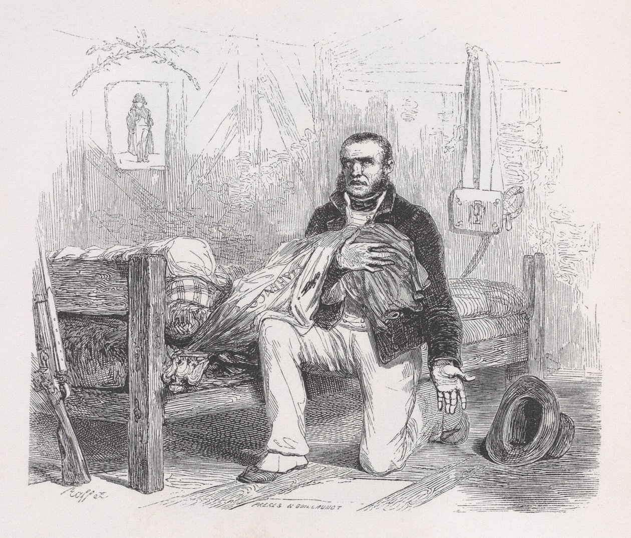 A Velha Bandeira das Obras Completas de Béranger, 1836. Criadores: Auguste Raffet, Lacoste, Eugène Guillaumot. de Auguste Raffet, Lacoste, Eugène Guillaumot