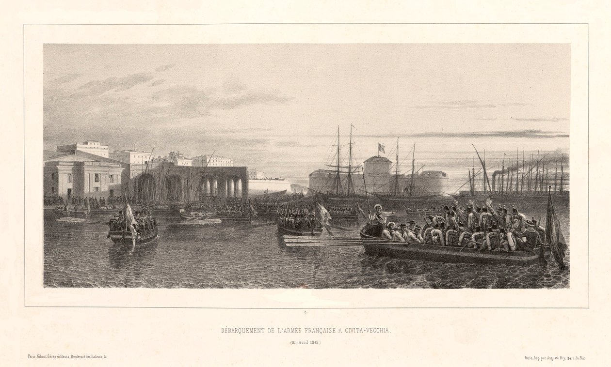 Desembarque do exército francês em Civita-Vecchia, 25 de abril de 1849 de Auguste Raffet
