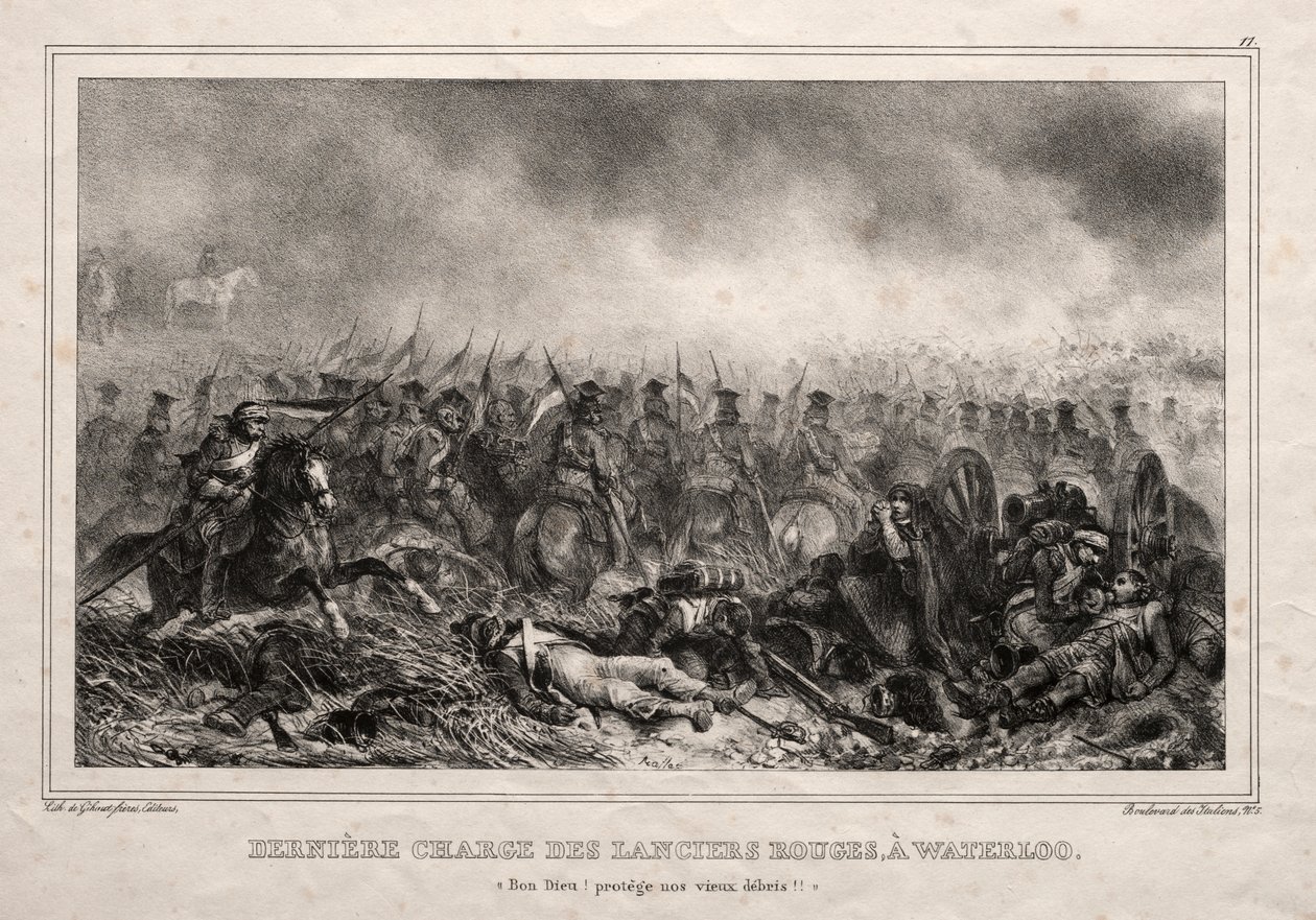 Última carga dos lanceiros vermelhos em Waterloo de Auguste Raffet