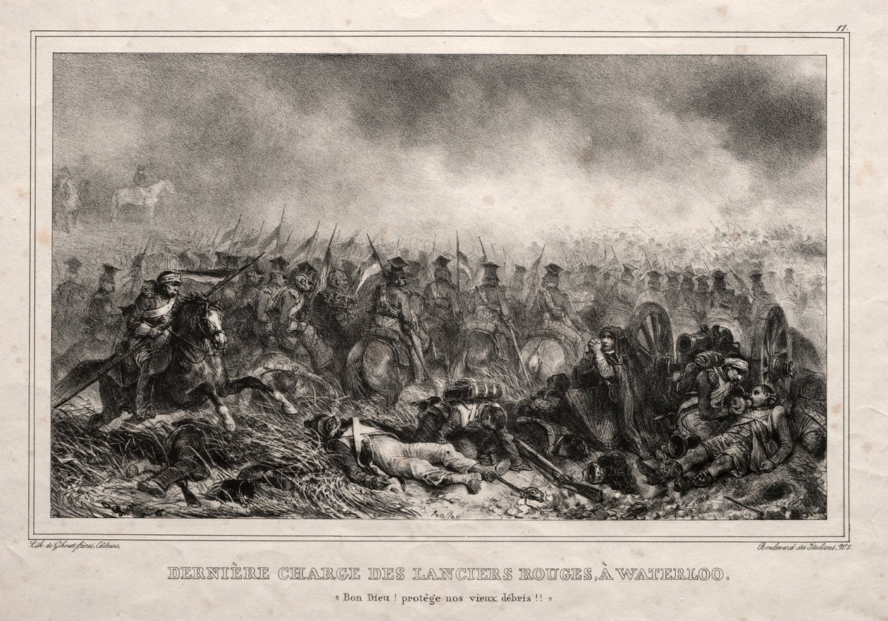 Última carga dos lanceiros vermelhos em Waterloo. de Auguste Raffet