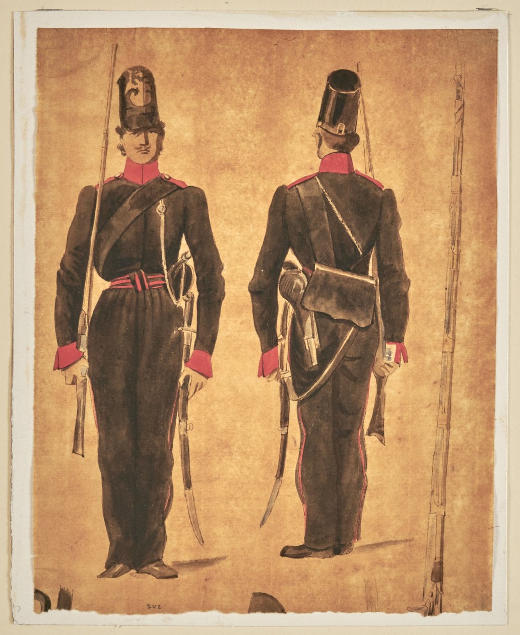 Estudo de uniforme militar: artilharia de Auguste Raffet
