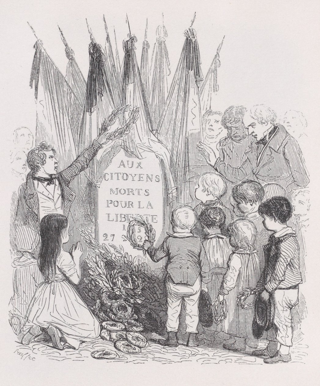 Os túmulos de julho de The Complete Works of Béranger, 1836. de Auguste Raffet