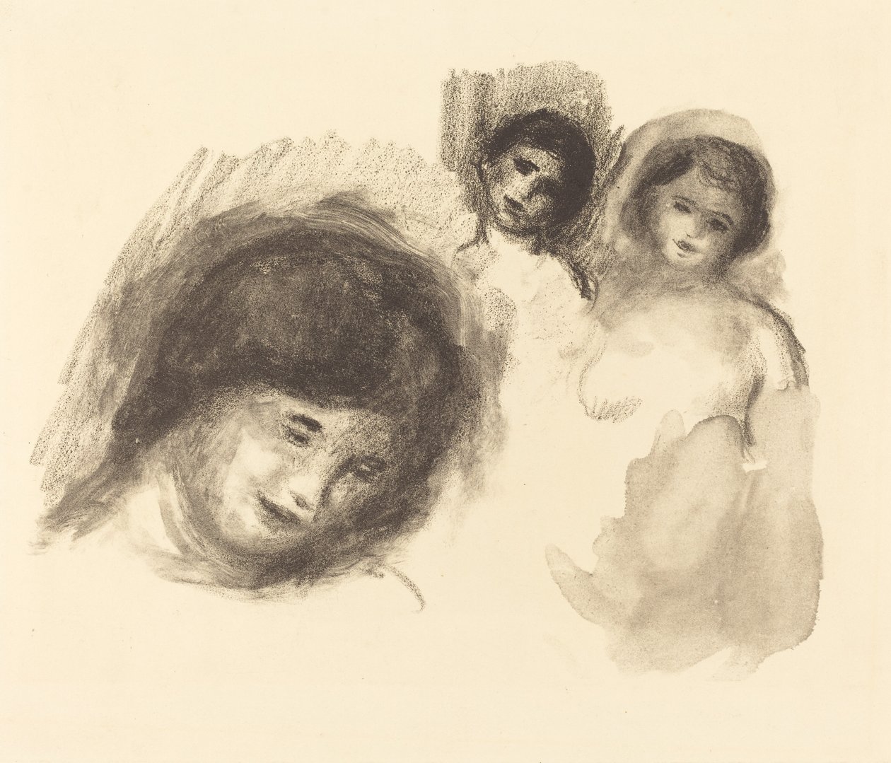 Pedra com três esboços de Auguste Renoir