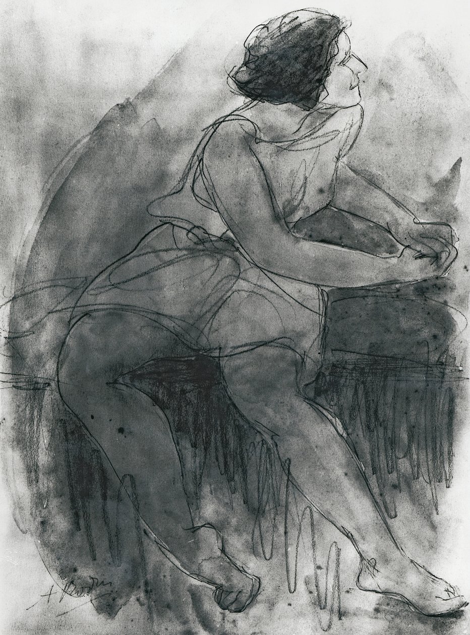 Isadora Duncan (1878-1927) (lápis e lavagem no papel) de Auguste Rodin