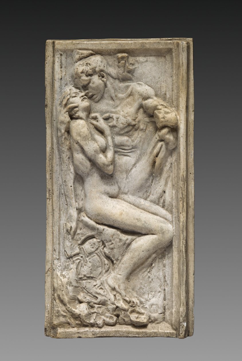 Os amantes (Les amants), c.1880-85 (modelo original) (gesso envernizado cor de lustre pálido) de Auguste Rodin