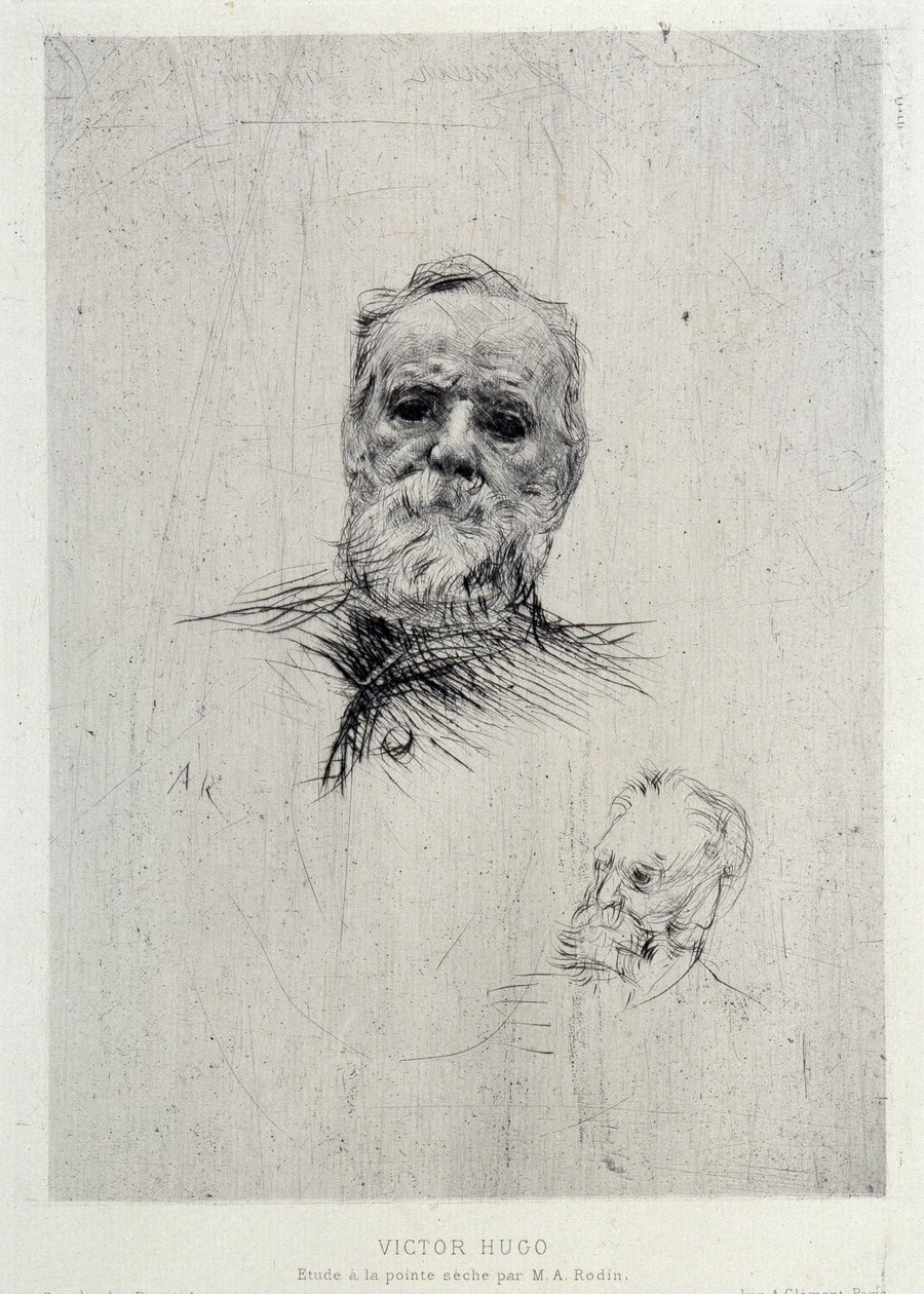 Retrato de Victor Hugo (1802-1885), ilustração de The Gazettes de beaux Arts de Auguste Rodin