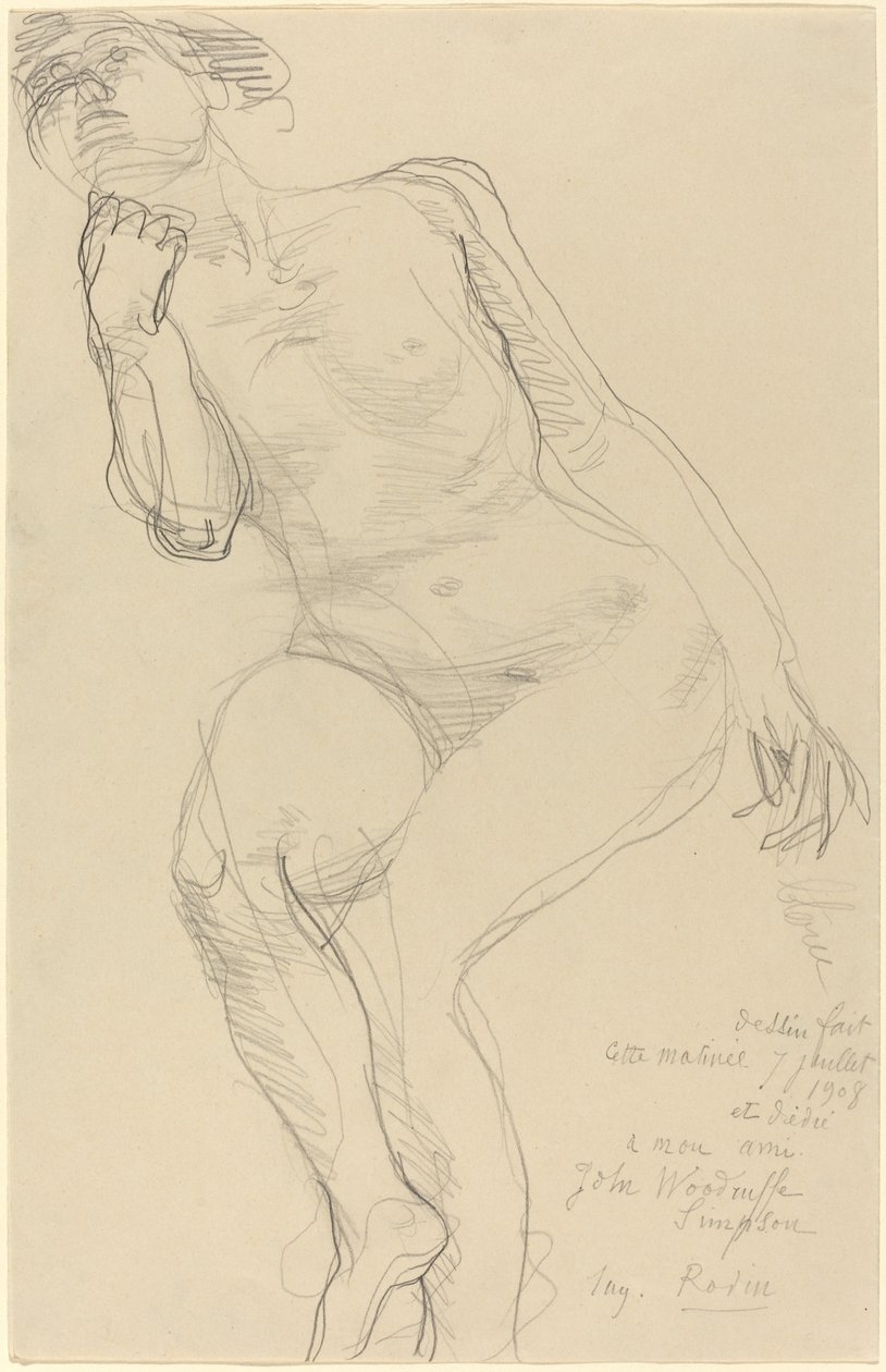 Nu feminino sentado inclinado para a esquerda de Auguste Rodin