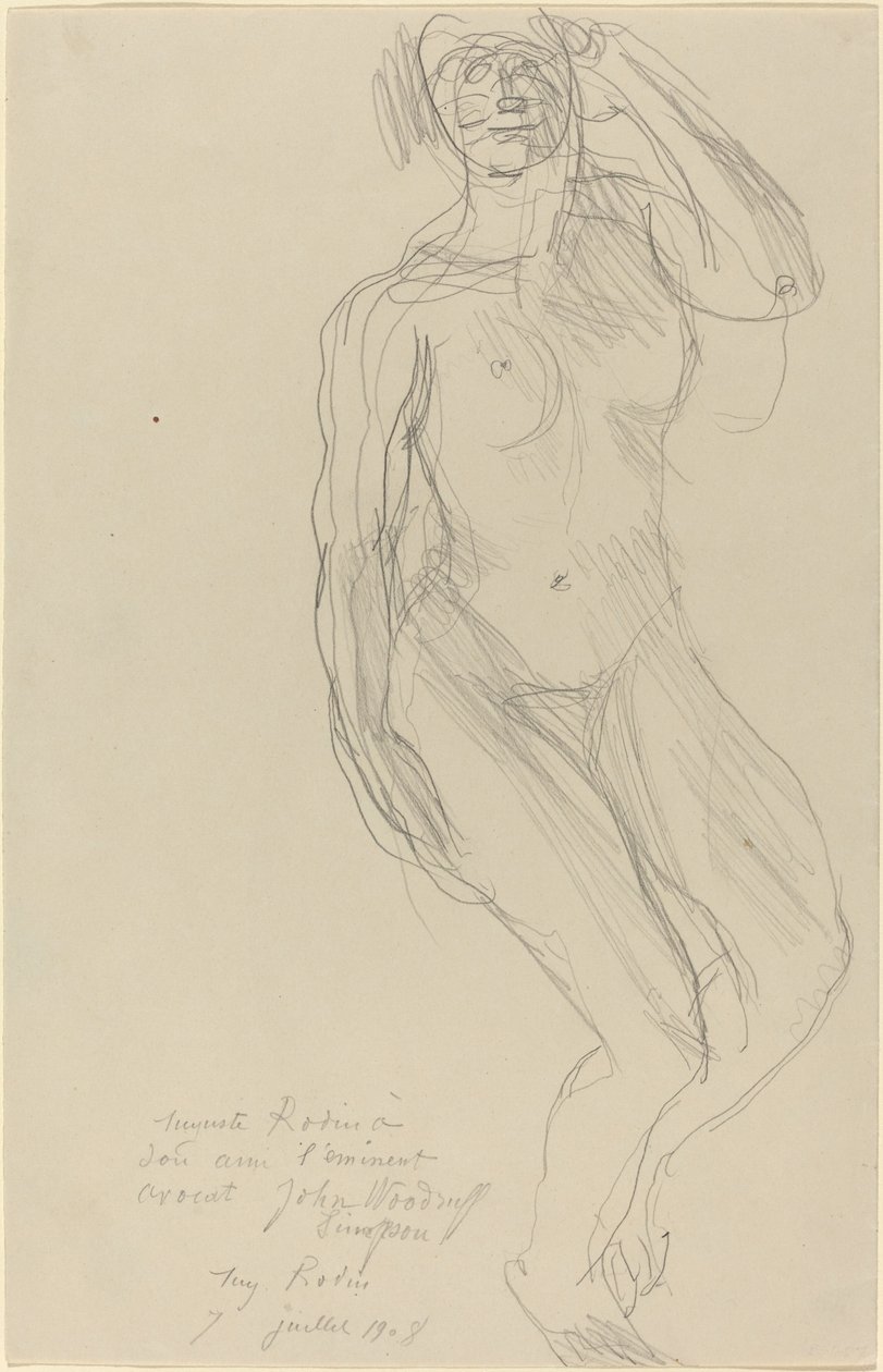 Nu feminino sentado olhando para a frente de Auguste Rodin