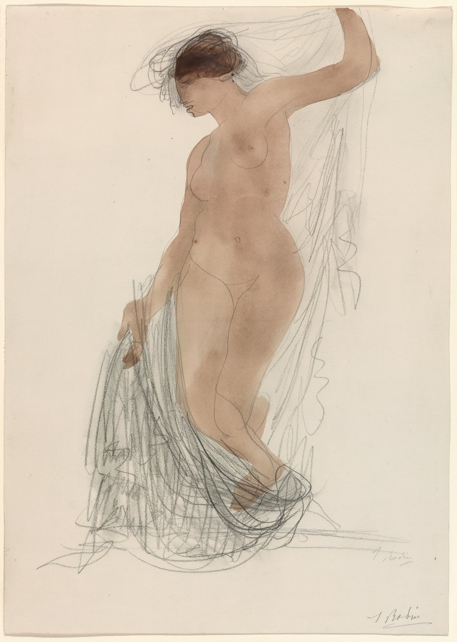 Nu em pé com cortinados de Auguste Rodin