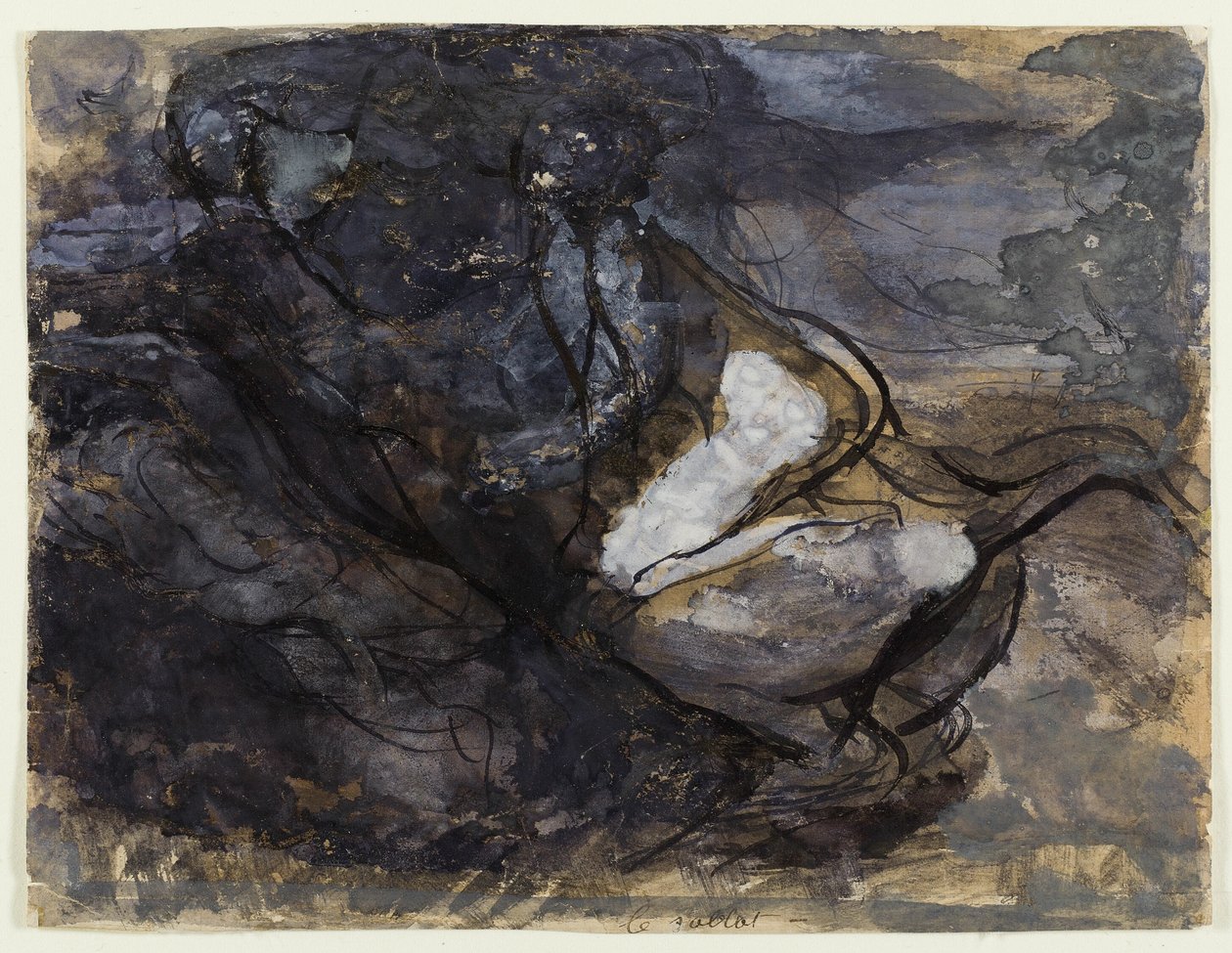 O sábado das bruxas (anverso); esboços de centauros (verso) de Auguste Rodin