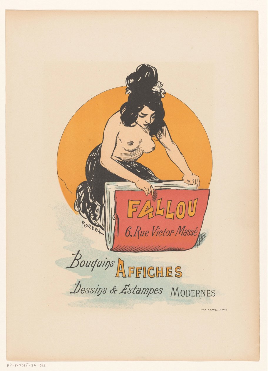 Cartaz para a loja de livros e impressão Fallou em Paris de Auguste Roedel