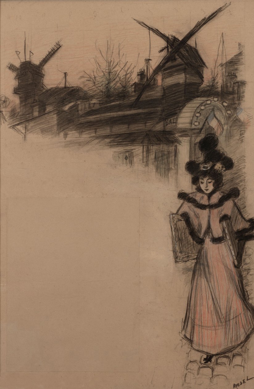 Estudo Moulin de la Galette, 1896. de Auguste Roedel