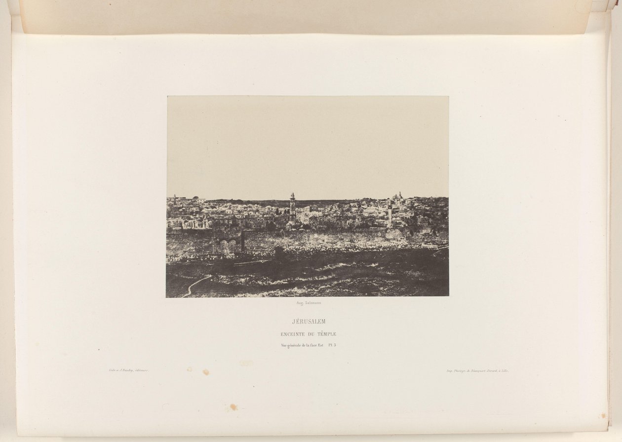 Gezicht op Jeruzalem, com ommuring van de tempel Jerusalém. Fechamento do templo. Vista geral da face leste (título no objeto) de Auguste Salzmann