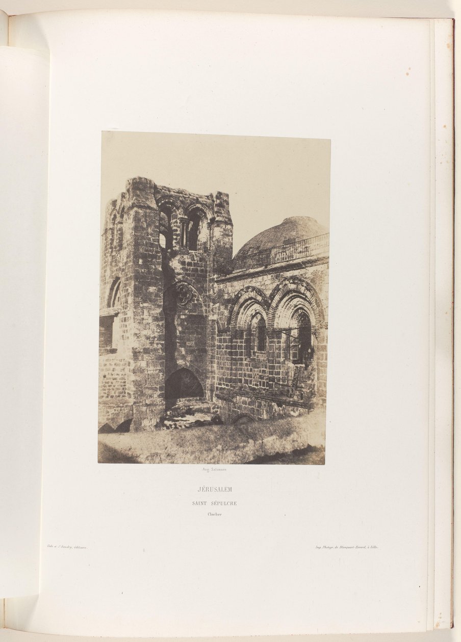 Torre da Igreja do Santo Sepulcro em Jerusalém Jerusalém. Santo Sepulcro. Clocher (título no objeto) de Auguste Salzmann