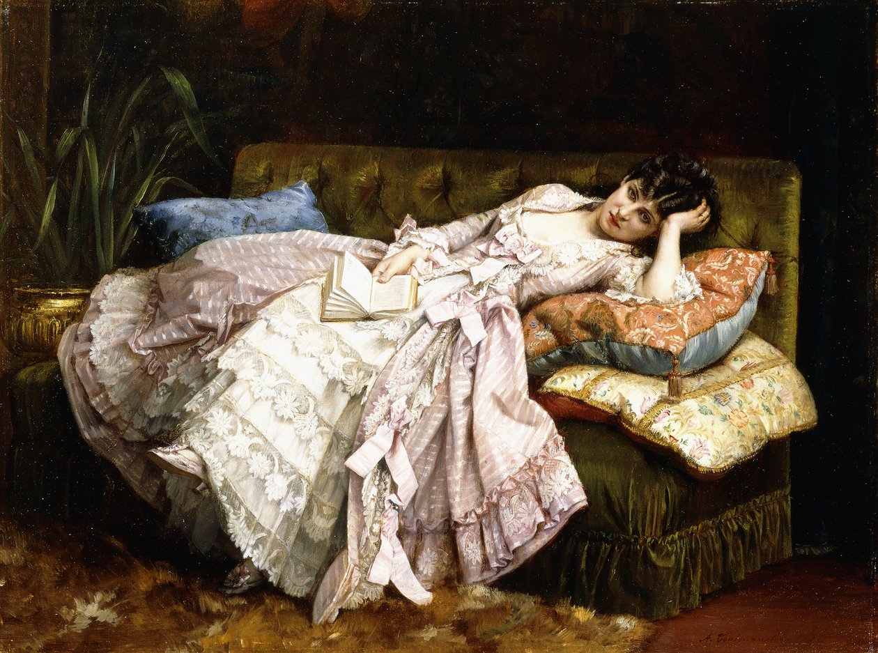 Uma beleza reclinada, 1877 de Auguste Toulmouche