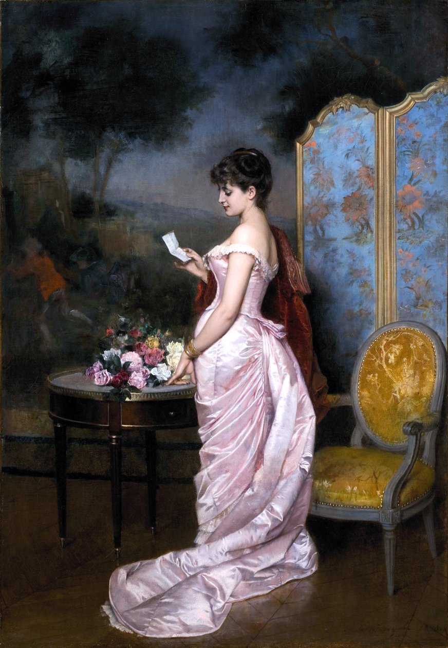 "A Carta de Amor" de Auguste Toulmouche de Auguste Toulmouche
